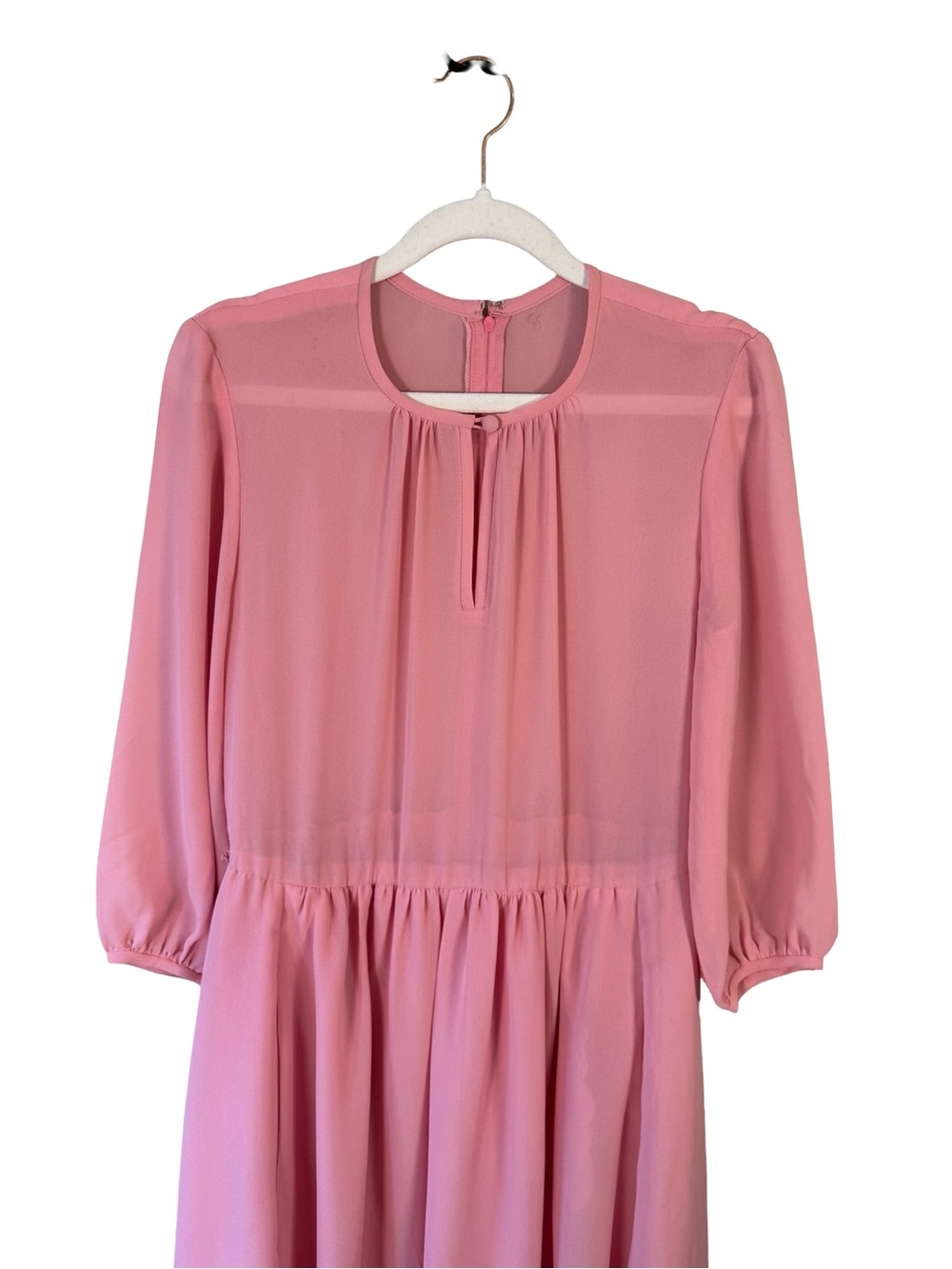 Blush Pink Midi Dress with 3/4 Sleeves Size M Boho Cottagecore Feminine - Picture 8 of 11